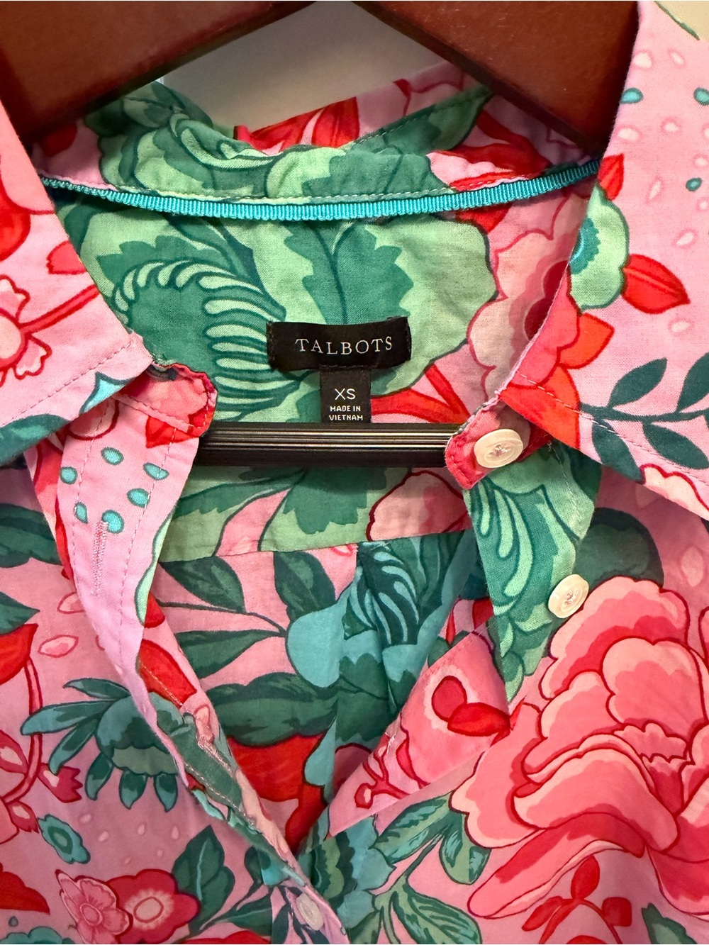 Talbots Pink Floral Button-Up Shirt - Picture 3 of 6